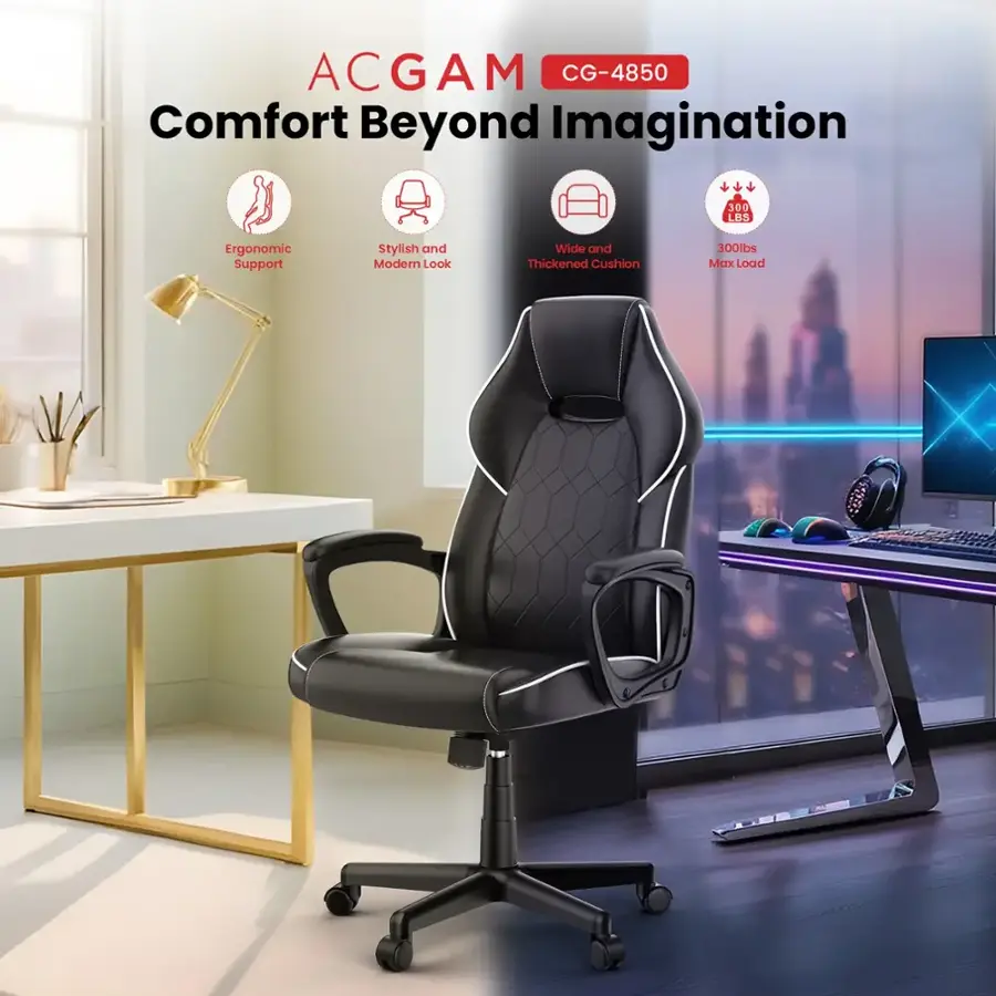 ACGAM CG-4850 Comfort Beyond Imagination 300 LBS Ergonomic Support Stylish and Modern Look Wide and Thickened Cushion 300lbs Max Load
