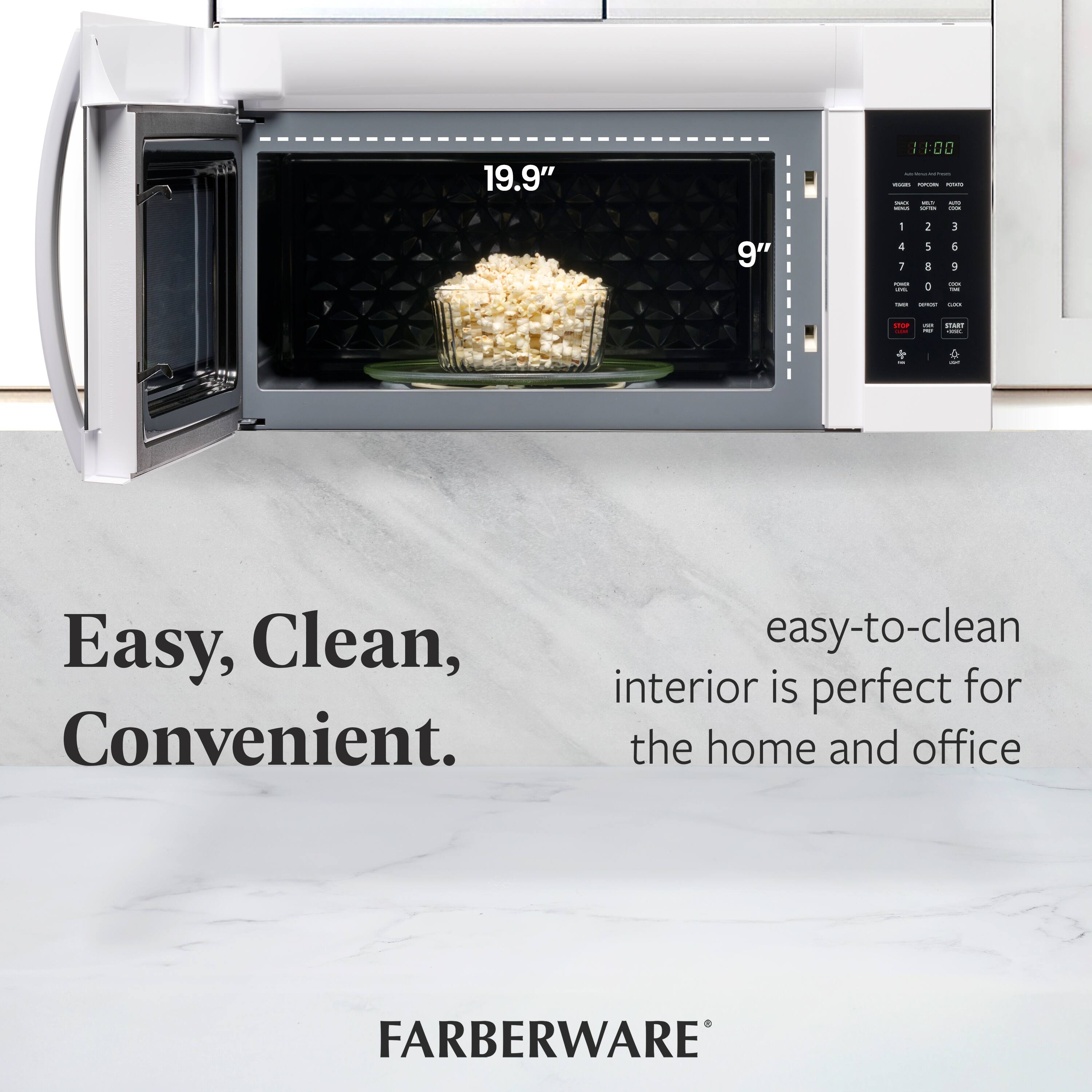 Easy, Clean, Convenient.  
Easy-to-clean interior is perfect for the home and office  
FARBERWARE®  

19.9"  
9"