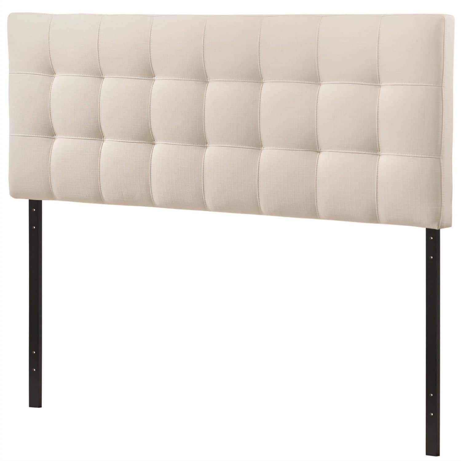 SlickBlue - Mid-Century Queen Upholstered Headboard Fabric, Padded Comfort - Ivory