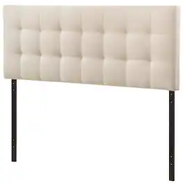 SlickBlue - Mid-Century Queen Upholstered Headboard Fabric, Padded Comfort - Ivory