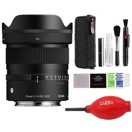Sigma - 15mm f/1.4 DC Contemporary Lens for Sony E w/ Advanced Accessory and Travel Bundle | 406965 | 15mm Lens for Sony E - Black