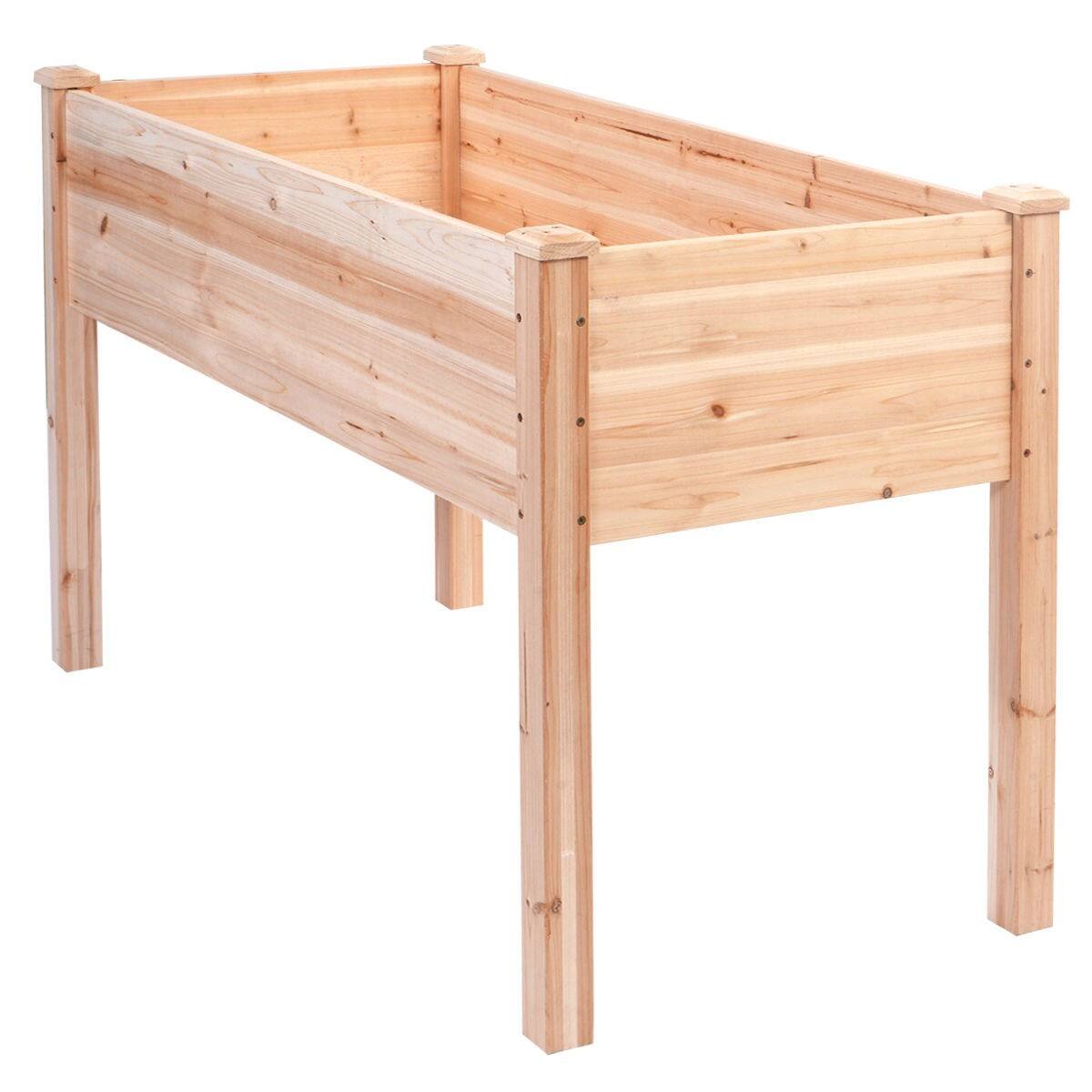 Left. SlickBlue - Raised Garden Bed Planter Box, 30-Inch Solid Cedar Wood for Vegetables & Flowers - Natural.