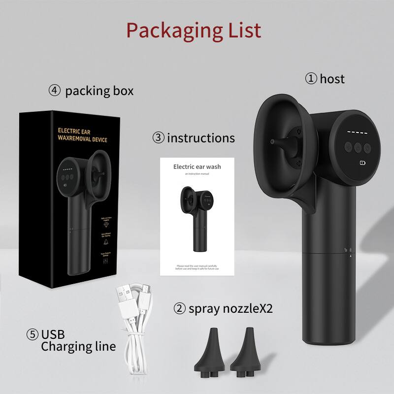 Packaging List

1. Host
2. Spray nozzle x2
3. Instructions
4. Packing box
5. USB Charging line