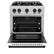 Left. ZLINE - ZLINE Autograph 30" Freestanding Select Gas Range w/ 4 Burners & White Door w/ Black Accents (HGRZ-WM-30-MB) - Stainless Steel.