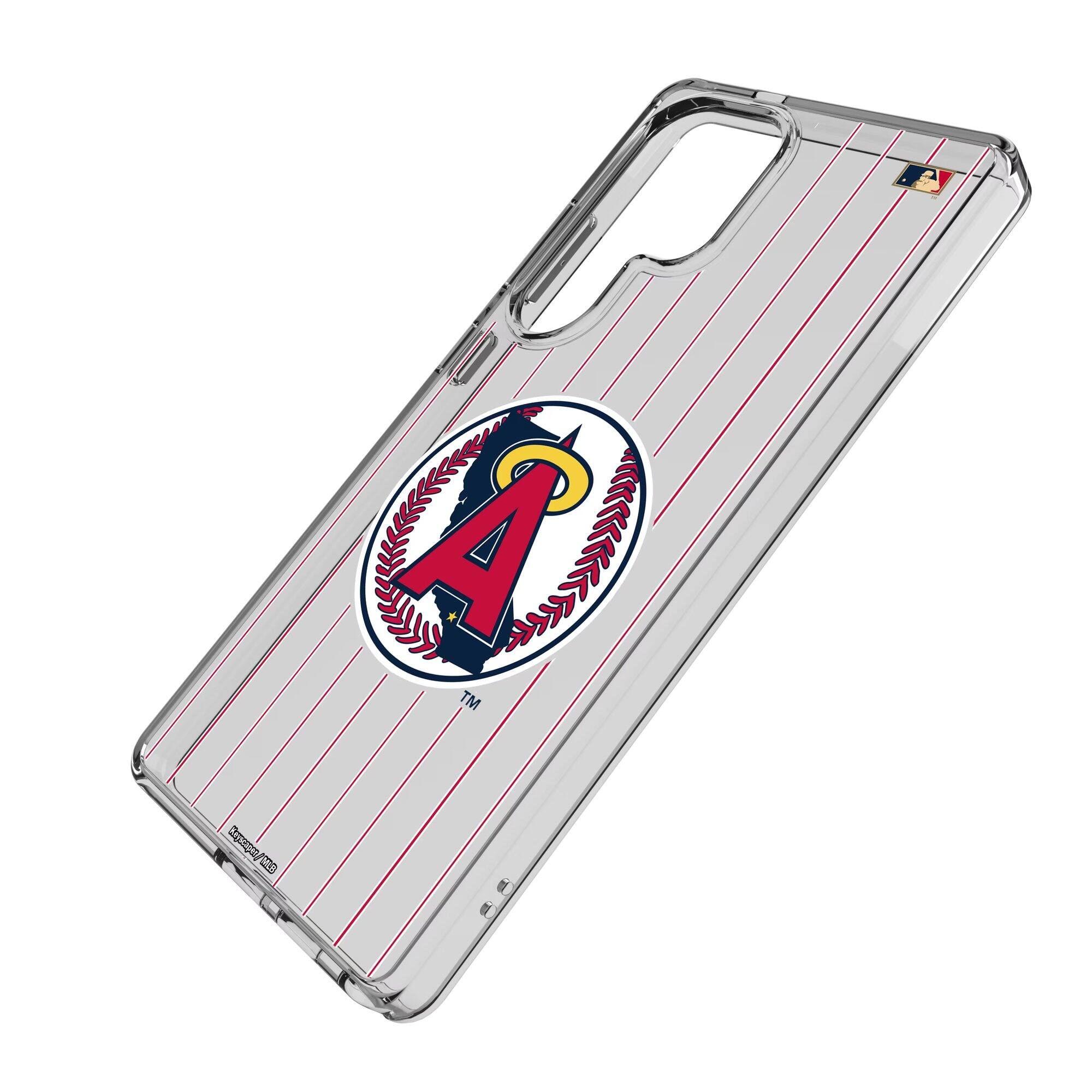 Alt View 1. Keyscaper - Los Angeles Angels 1986-1992 Cooperstown Pinstripe Galaxy Clear Case - S22 - Multicolor.
