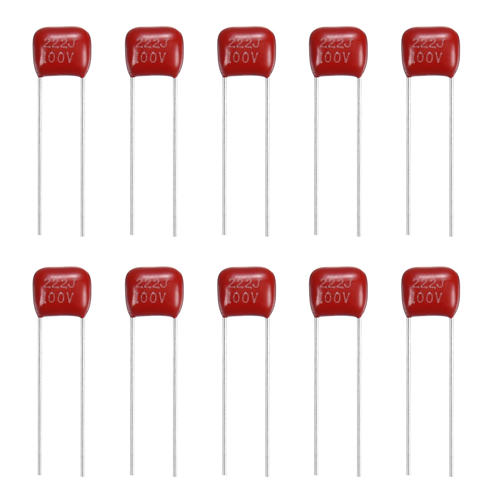 Unique Bargains - 20pcs 0.0022uF 100V CBB21/CBB22 Metallized Polypropylene Film Capacitor Kit for Electronics - Red