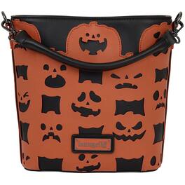 Disney - Loungefly Halloween Pumpkin Crossbody & Tote Bag, Orange - Black