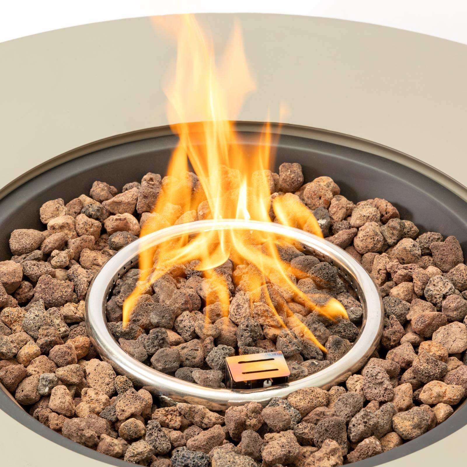 Back. Spaco - 36" Round Propane Fire Pit Table, Safe Push-Button Ignition with Multi-Purpose Metal Cover - Grey.