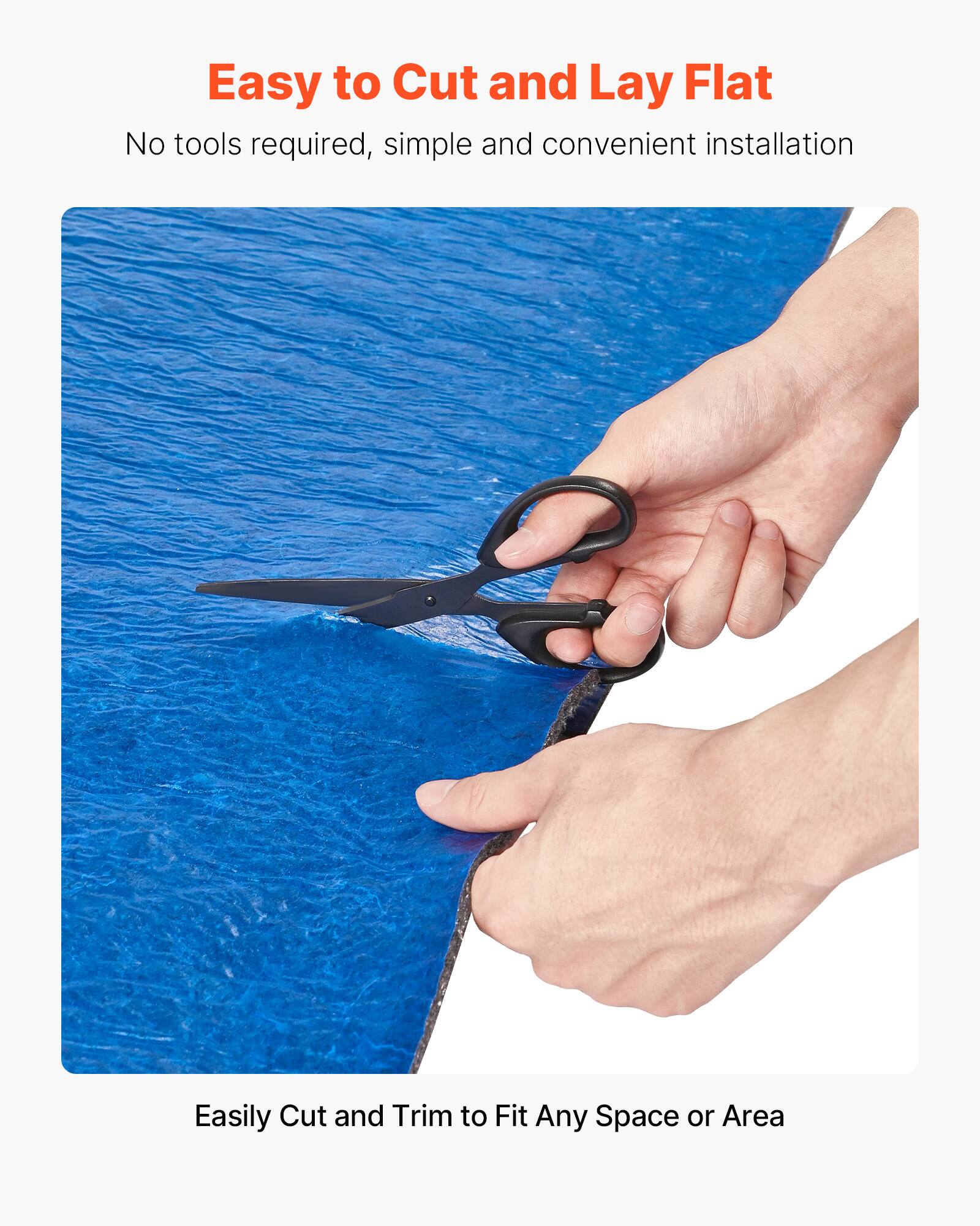 Easy to Cut and Lay Flat  
No tools required, simple and convenient installation  

Easily Cut and Trim to Fit Any Space or Area