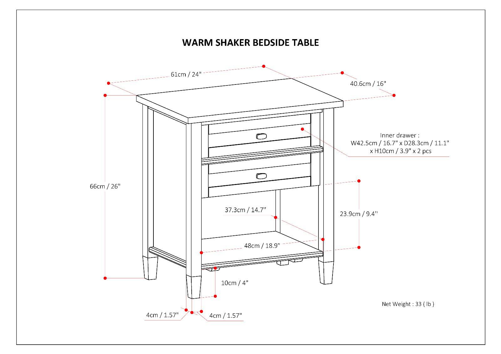 Alt View 17. Simpli Home - Warm shaker solid wood 24 inch wide transitional bedside nightstand table - Hickory Brown.