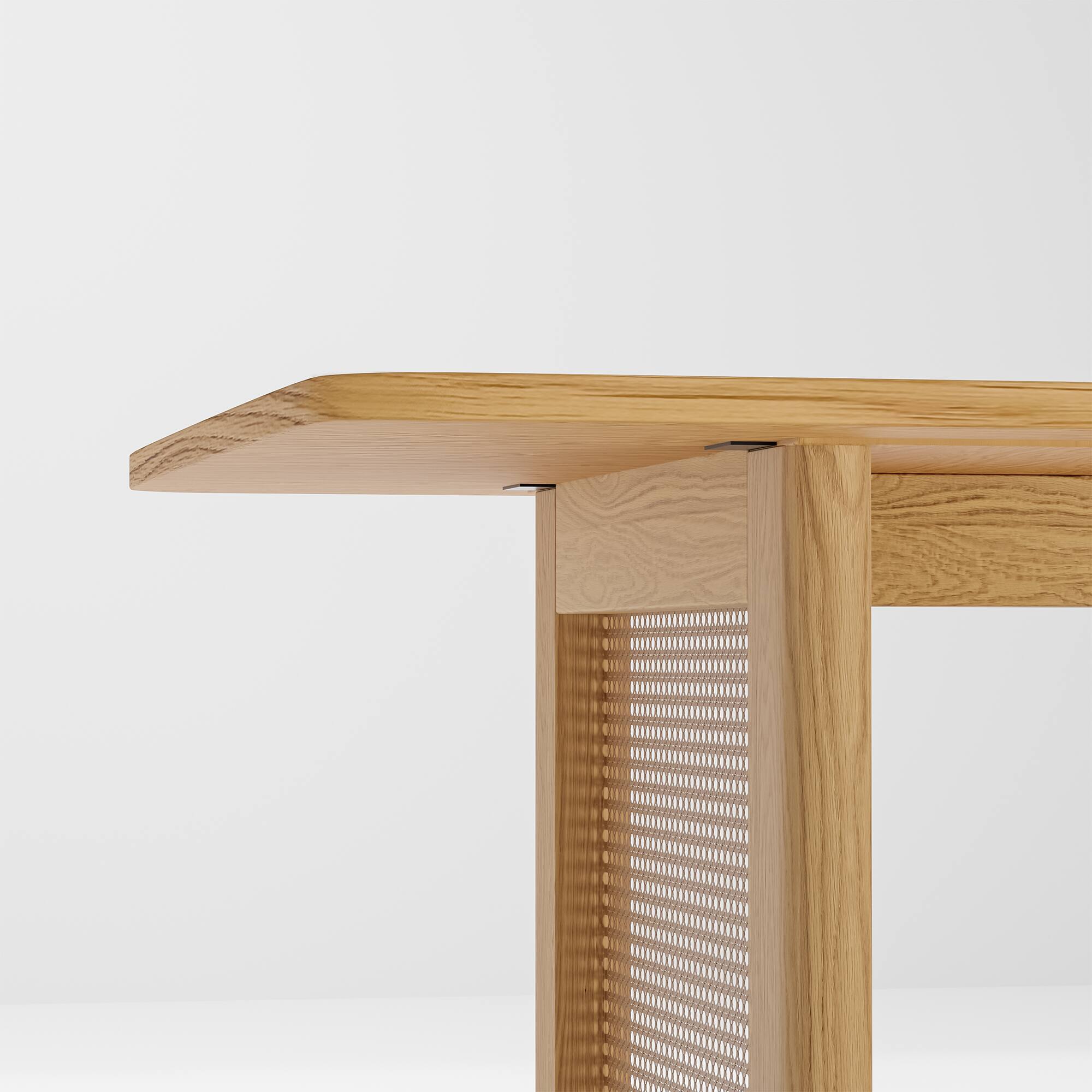 Alt View 8. PexFix - Modern Farmhouse Oak Dining Table | Rectangle Rattan & Solid Wood, Double Pedestal Base for 6, 67-Inch - Natural.