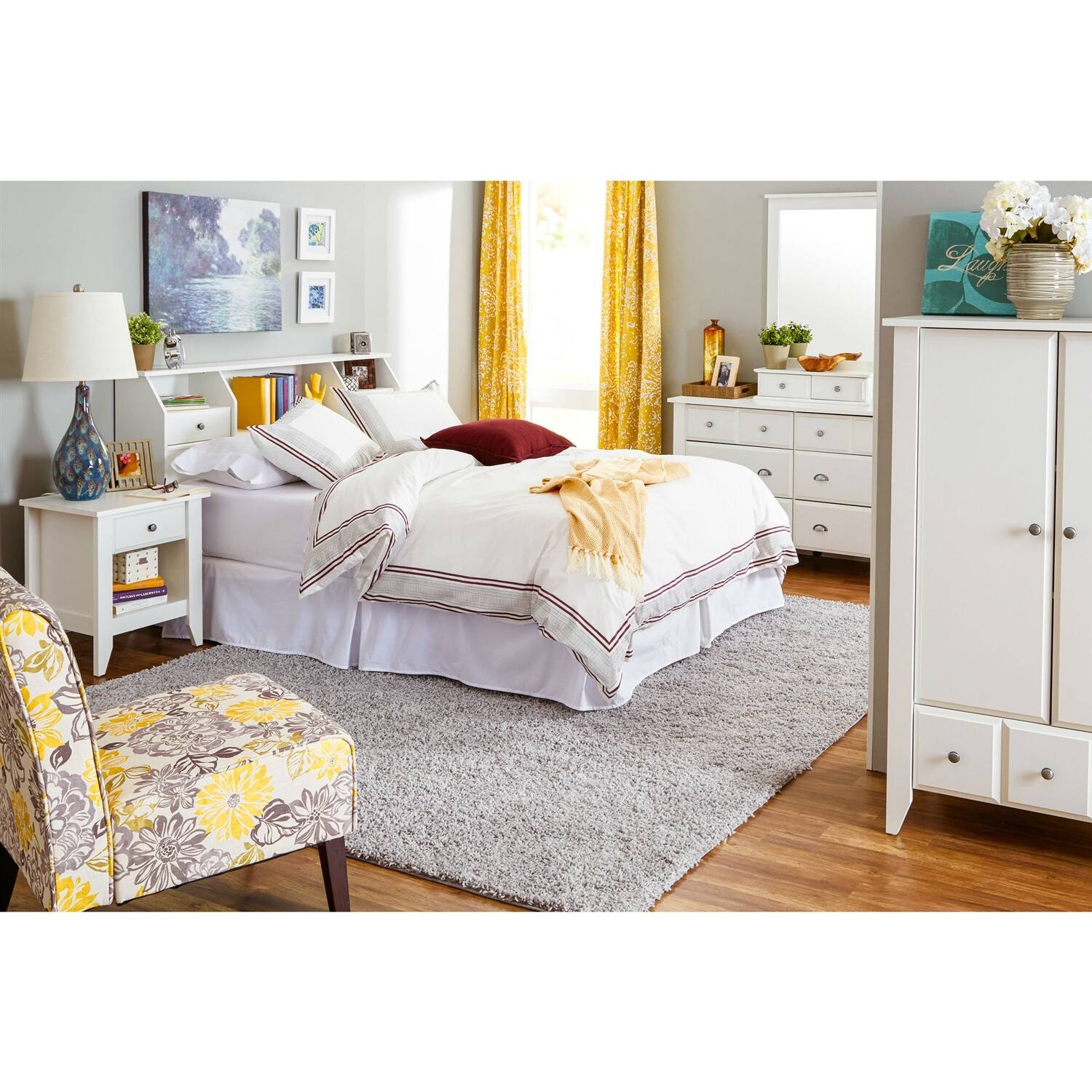 Angle. SlickBlue - Traditional 6-Drawer Bedroom Dresser for Clothes and Essentials - White.