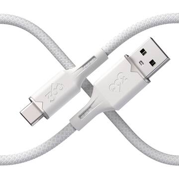 360 Electrical - Fluid USB-A to USB-C Braided Charging Cable (5ft) - Powder