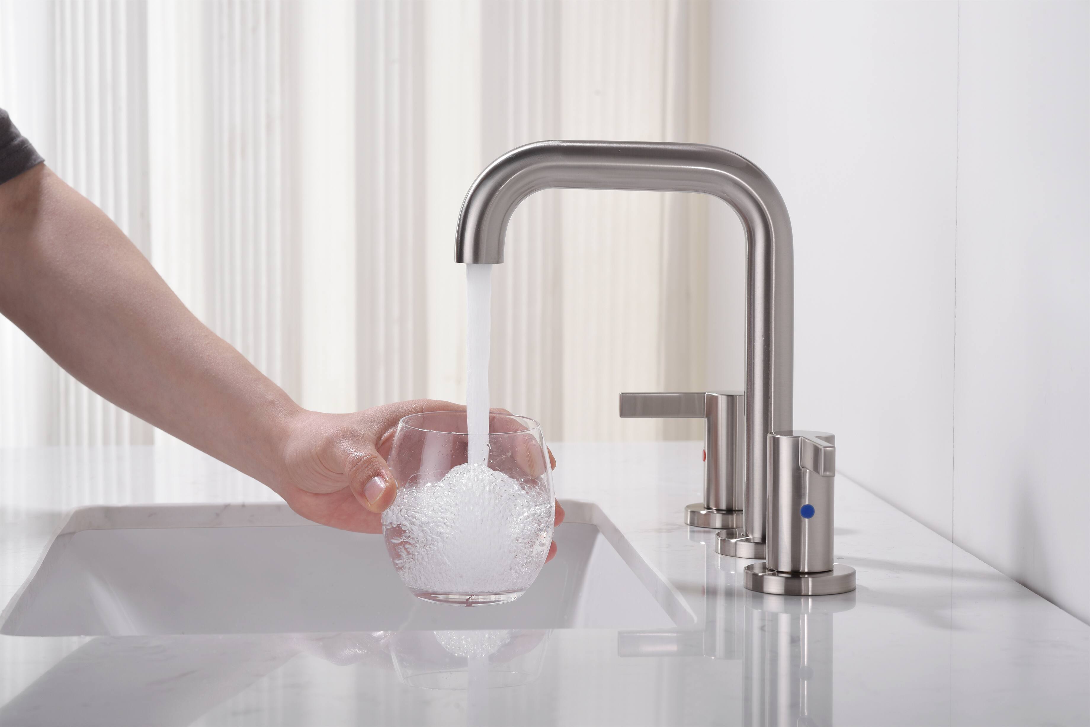 Alt View 1. Bothwa Home - Bothwa Home Bathroom Faucet For bathroom Sink  With Two Handles And Supply Lines - Brushed Nickel.