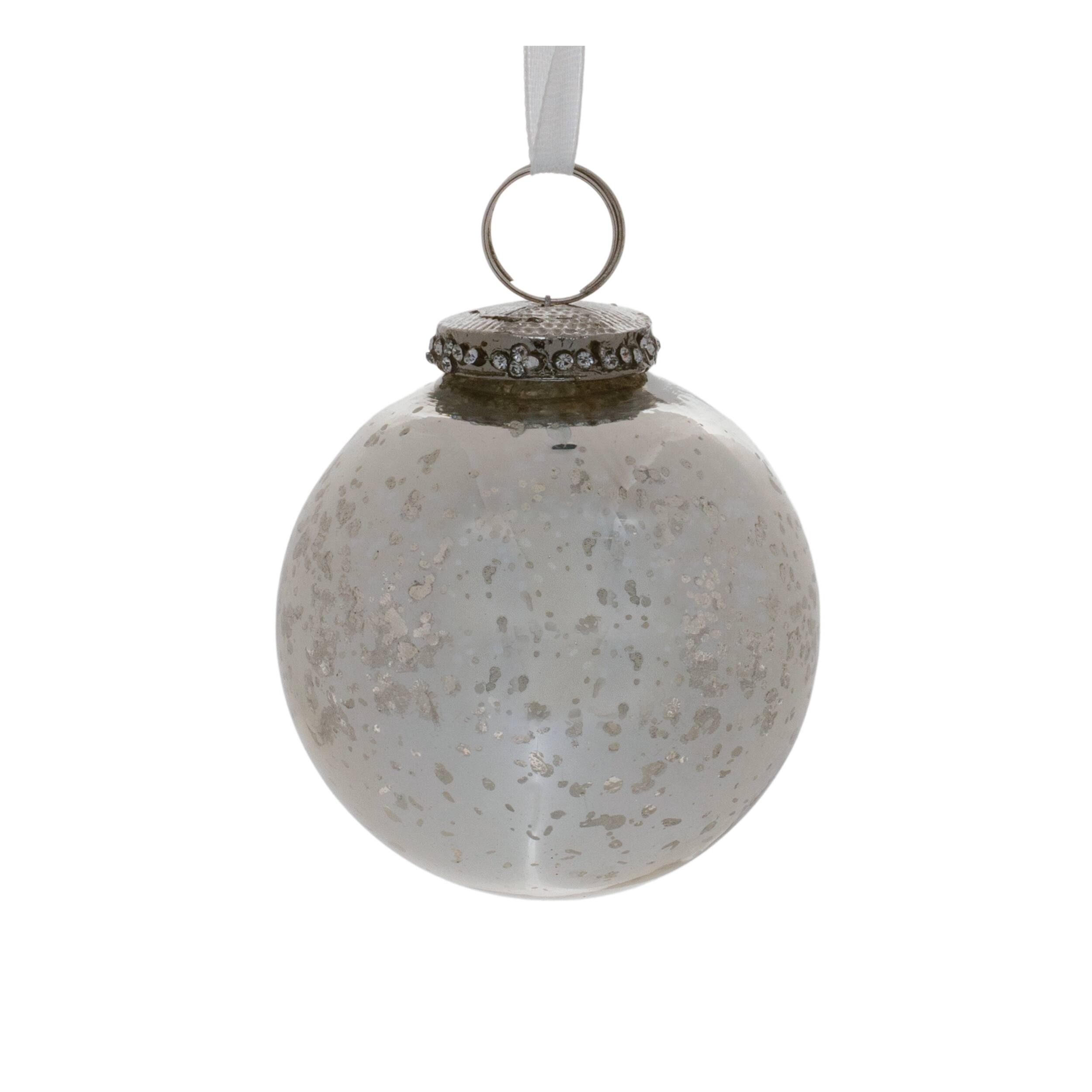 Left. BreeBe - Grey Mercury Glass Ornament (Set of 6) - Silver.