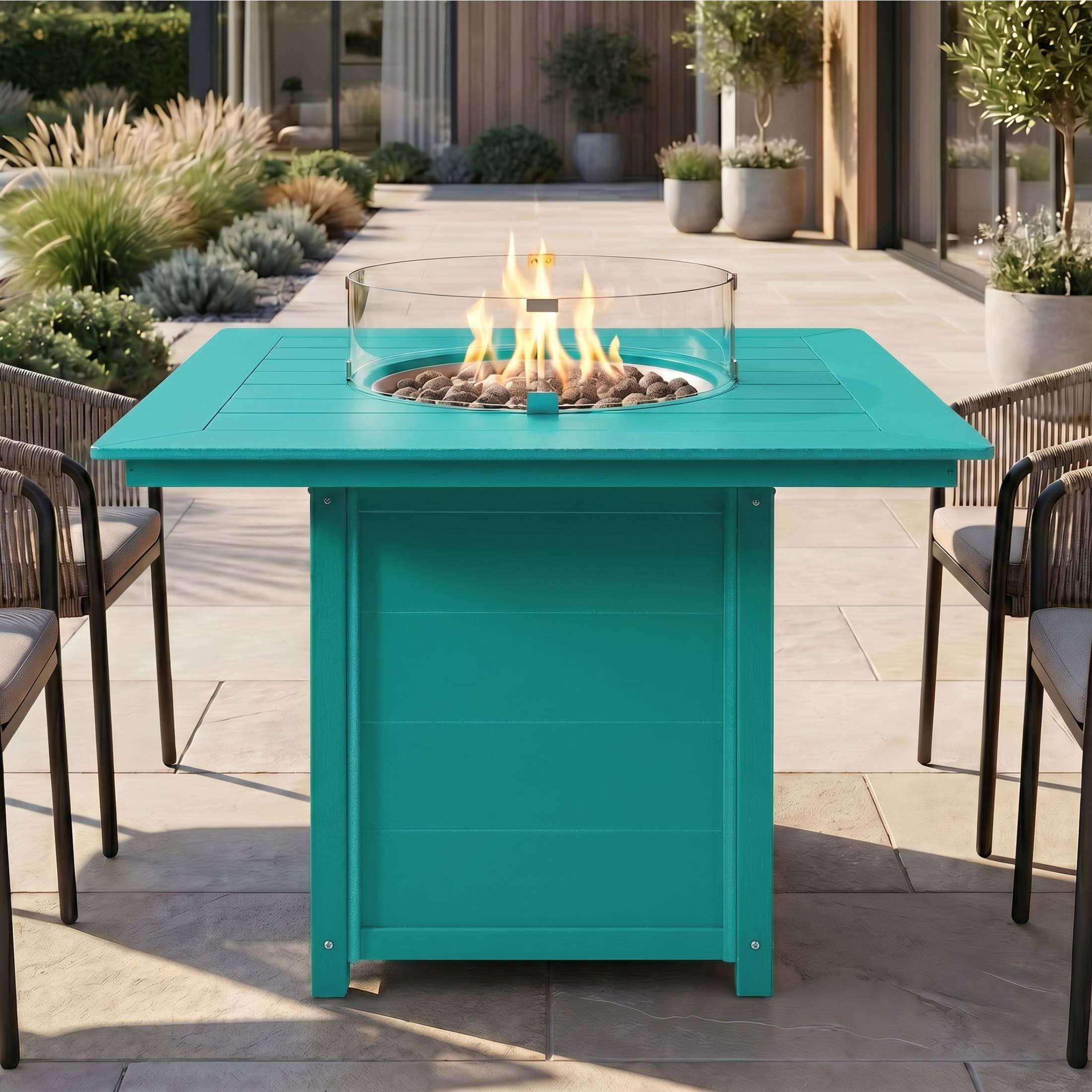 Angle. WestinTrends - WestinTrends Helios 42" Modern Outdoor Patio Gas Propane Square Fire Pit Table.