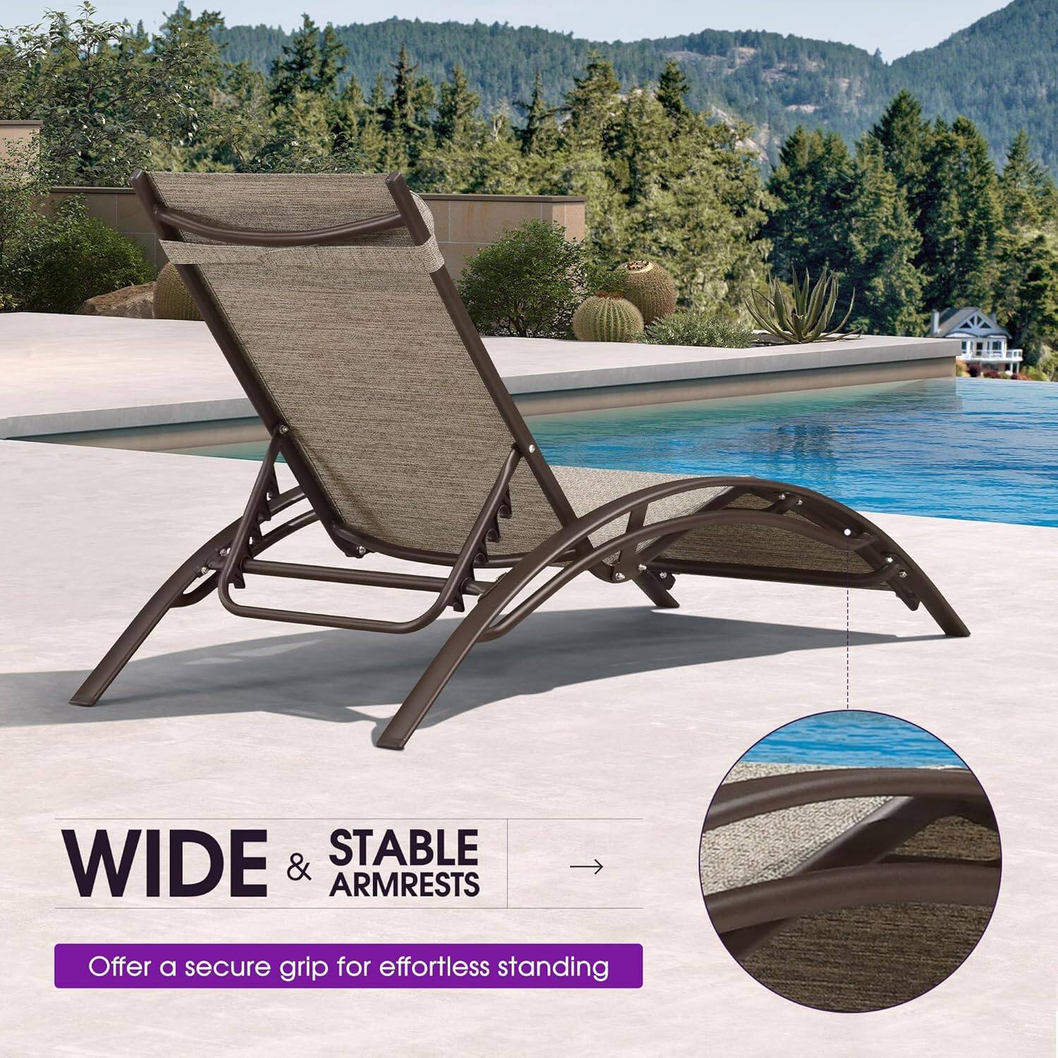 WIDE & STABLE ARMRESTS  
Offer a secure grip for effortless standing