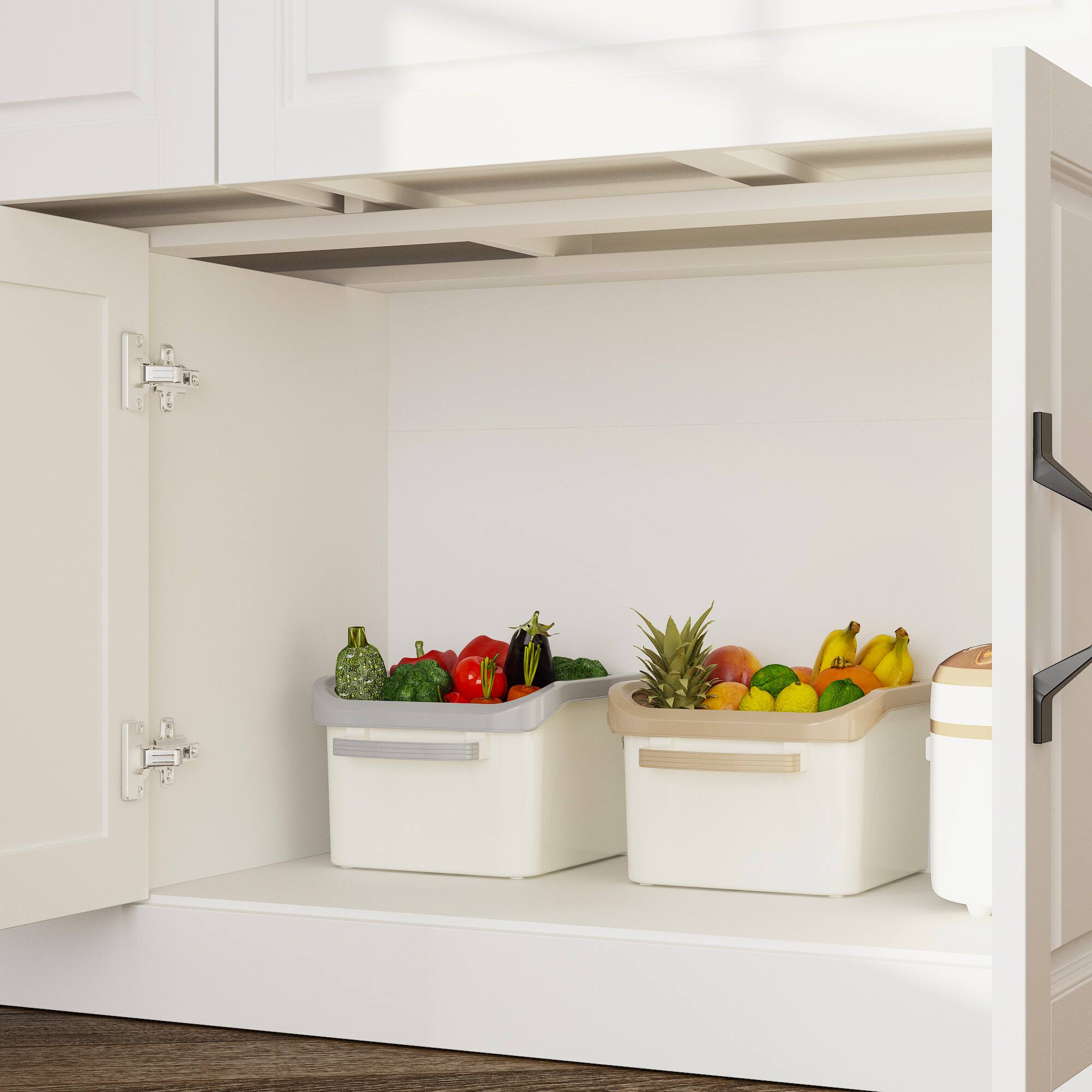 Alt View 6. FUFU & GAGA - FUFU&GAGA Tempered Glass - Door Buffet Cabinet: Silent Slides for Dining Room Storage Pantry - White.