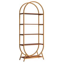 Kadyn - Bookshelf, Storage Shelf, Bookcase,5-Tier Bookshelf, 70.8" Open Bookcase Arched Display Rack - Bright Brown