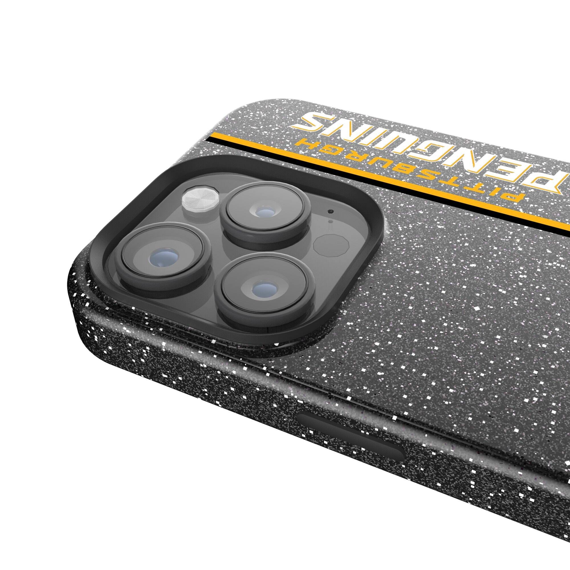 Alt View 2. Keyscaper - Black Pittsburgh Penguins Sidebar Bling iPhone Case - 16 Pro Max - Black.