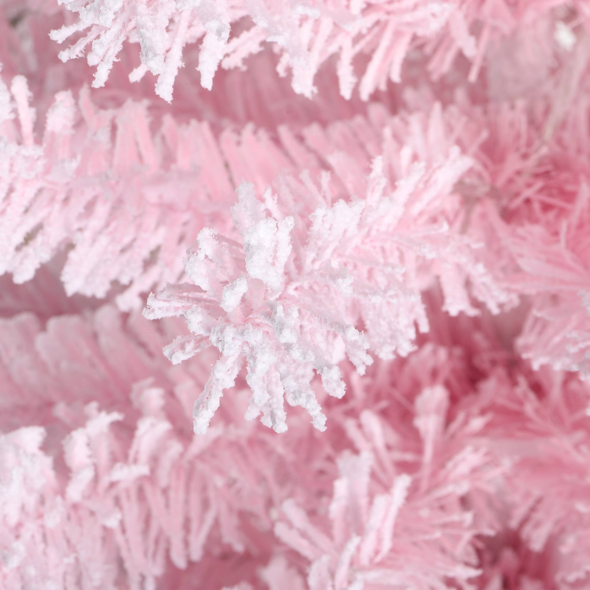 Alt View 9. Glitzhome - 5ft Pre-Lit Flocked Pink Artificial Christmas Porch Tree, 130 white/multi-color LED Lights,8 function, Foot Pedal - White.