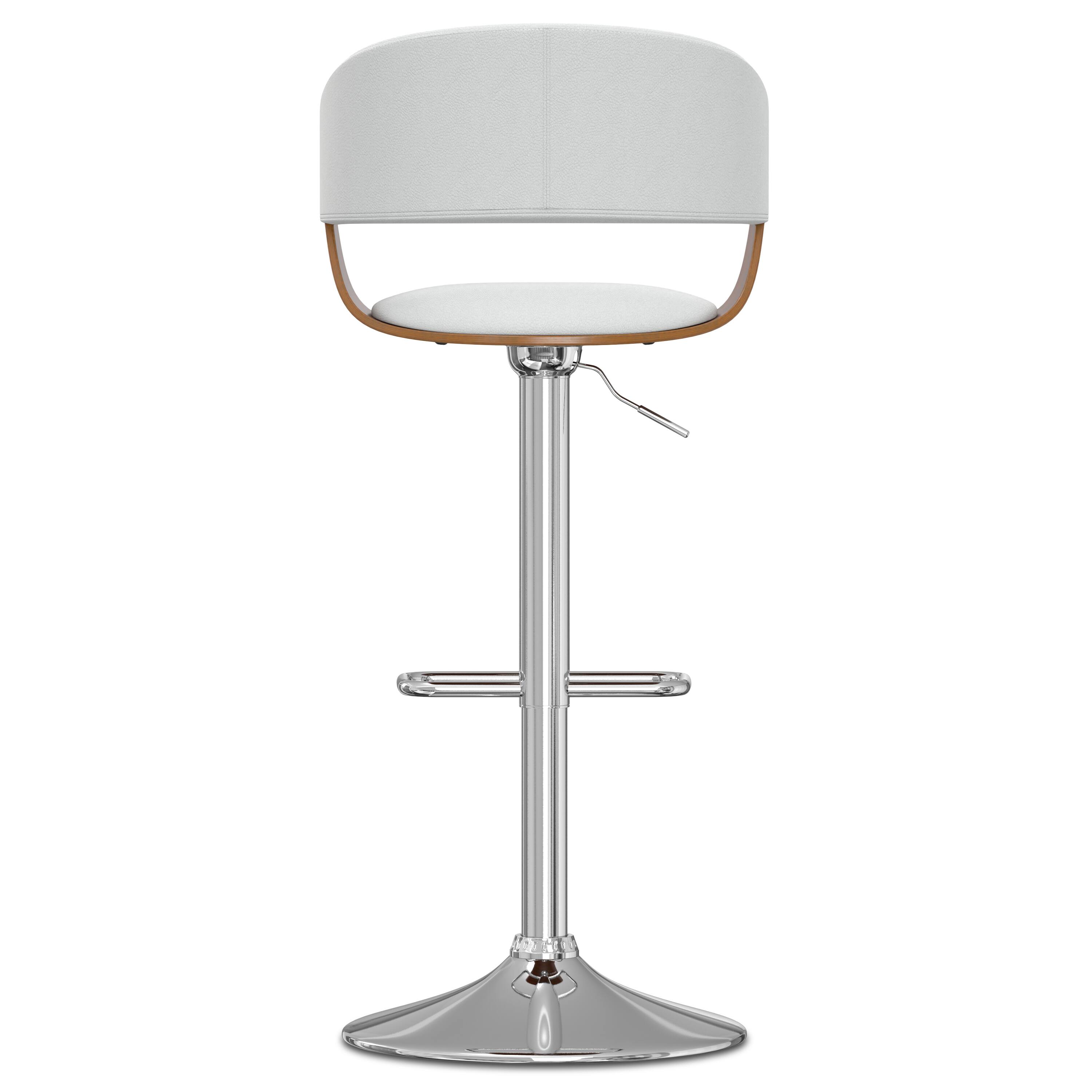 Alt View 2. Simpli Home - Lowell Mid Century Modern 33 inch Adjustable Swivel Bar Stool in White Faux Leather - White.