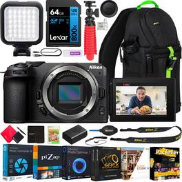 Nikon - Z 30 Mirrorless Camera 4K DX Body Kit + Deco Gear Backpack +LED Accessory Bundle