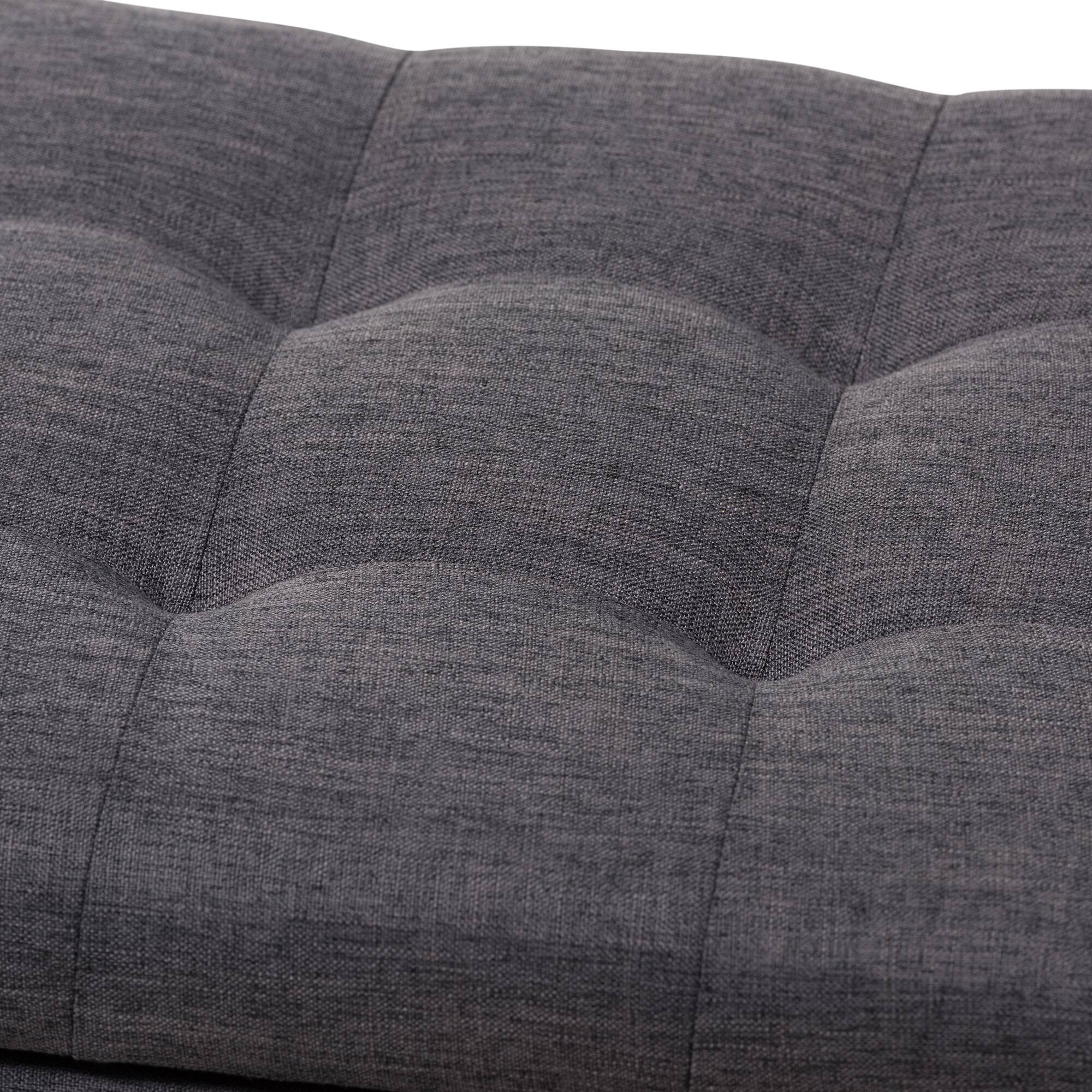 Alt View 2. Baxton Studio - Roanoke Modern and Contemporary Fabric Upholstered Grid-Tufting Storage Ottoman Bench - Dark Grey.