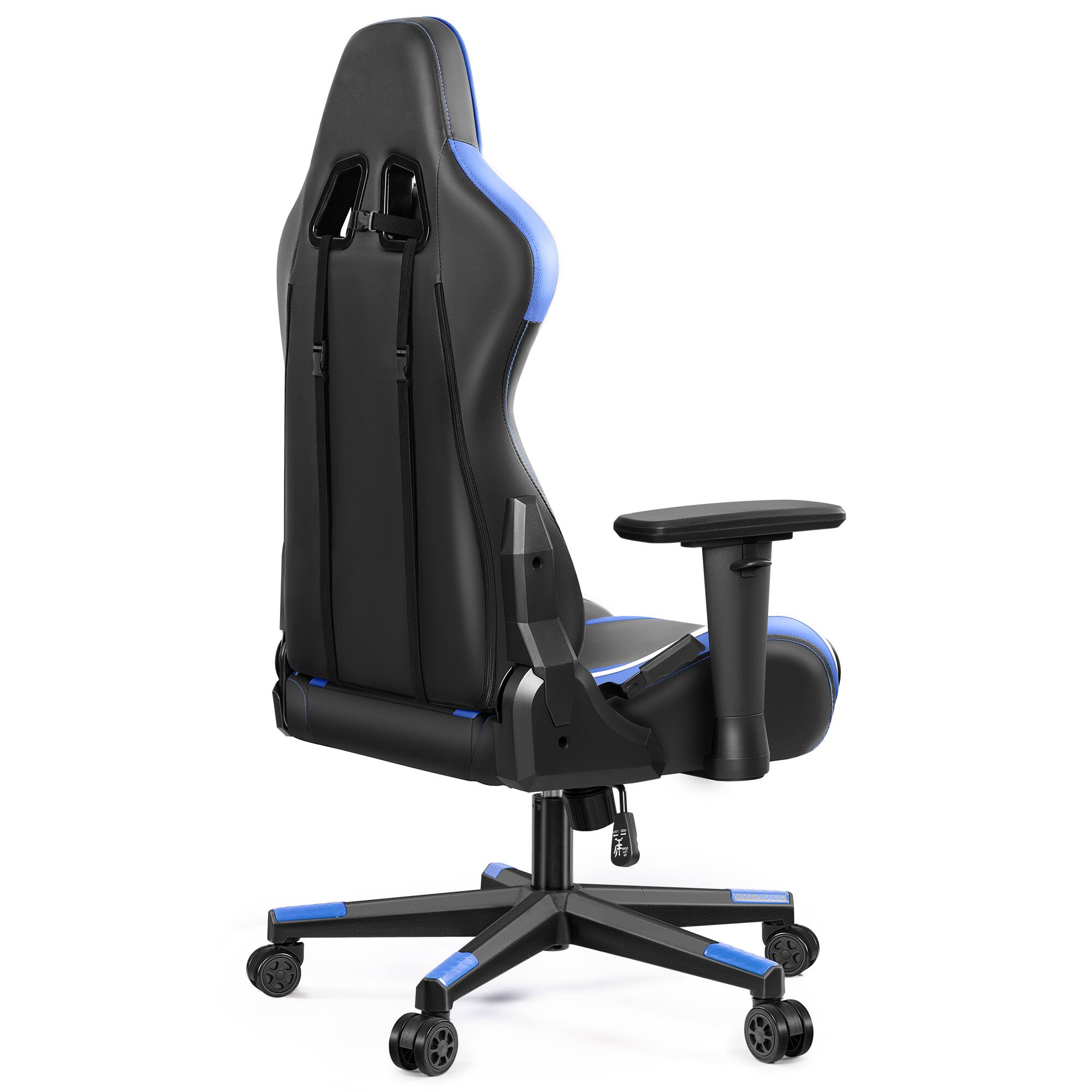 Back. Brick Attic - Ergonomic Computer Gaming Chair 3D Armrests, Swivel Desk Chair, Adjustable High Backrest with Lumbar Support - Black Blue.