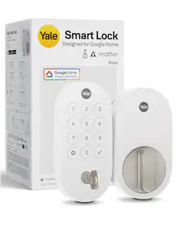 Yale - Smart Lock with Matter, Designed for Google Home; Electronic Deadbolt with Pushbutton Keypad - Snow