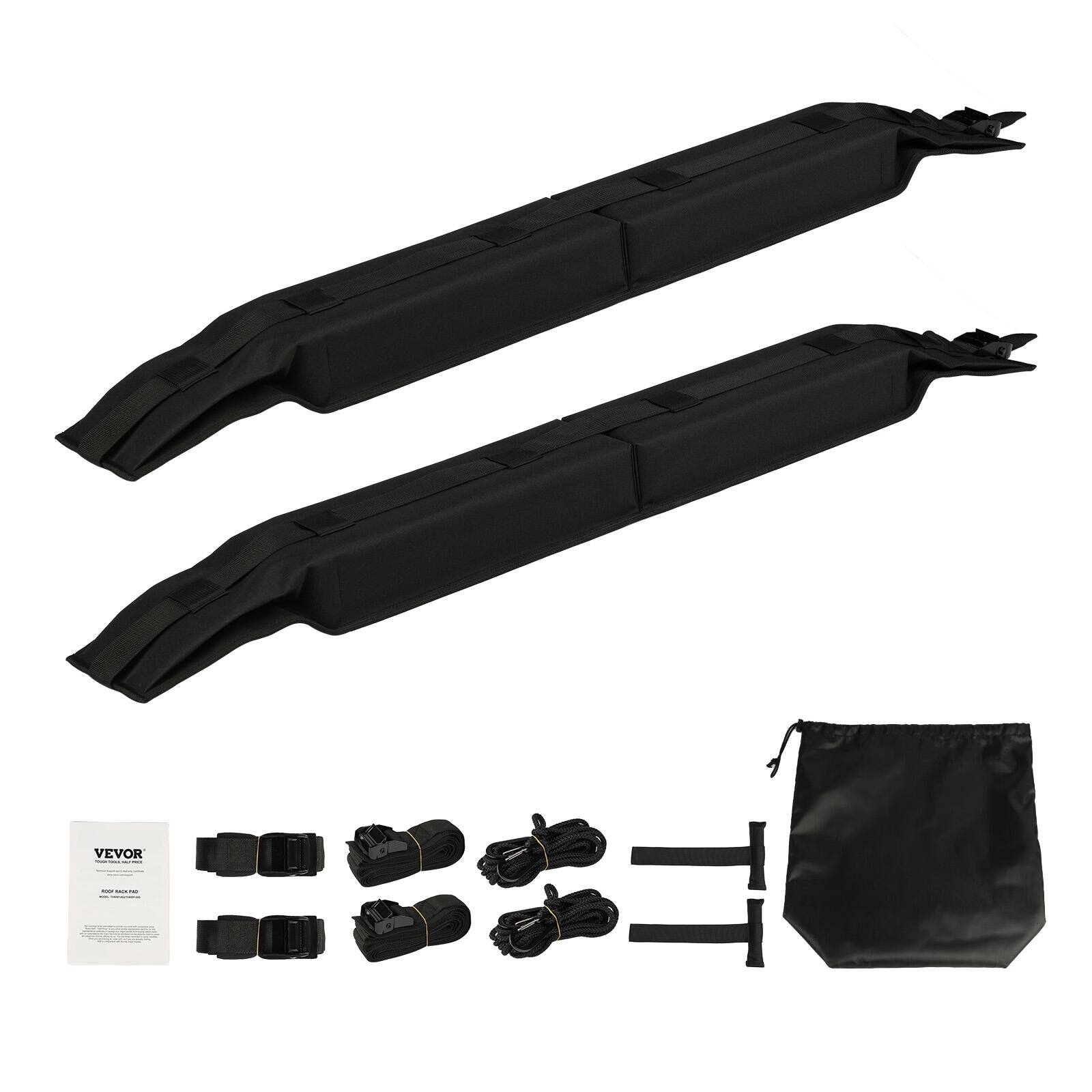 Alt View 5. VEVOR - Soft Roof Rack Pads, 31.5" Universal Car Roof Rack Pad, 176LBS Load Capacity Luggage Kayak Carrier - Black.