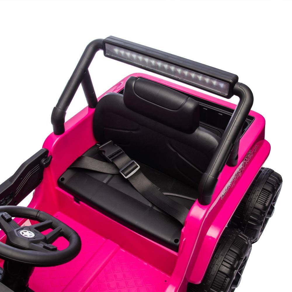 Alt View 2. BreeBe - 12V Kids 6-Wheel Ride On Truck, 4 Motors, Parental Control, LED Lights, Music, Bluetooth, USB, MP3, Slow Start 3-5 Kids - Pink.