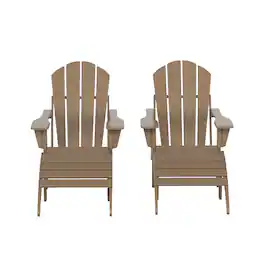 WestinTrends - Malibu 4-Piece set classic Adirondack chairs with ottoman (2 seater) - Weathered Wood