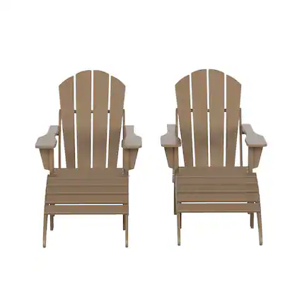 Front. WestinTrends - WestinTrends Malibu 4-Piece set classic Adirondack chairs with ottoman (2 seater) - Weathered Wood.