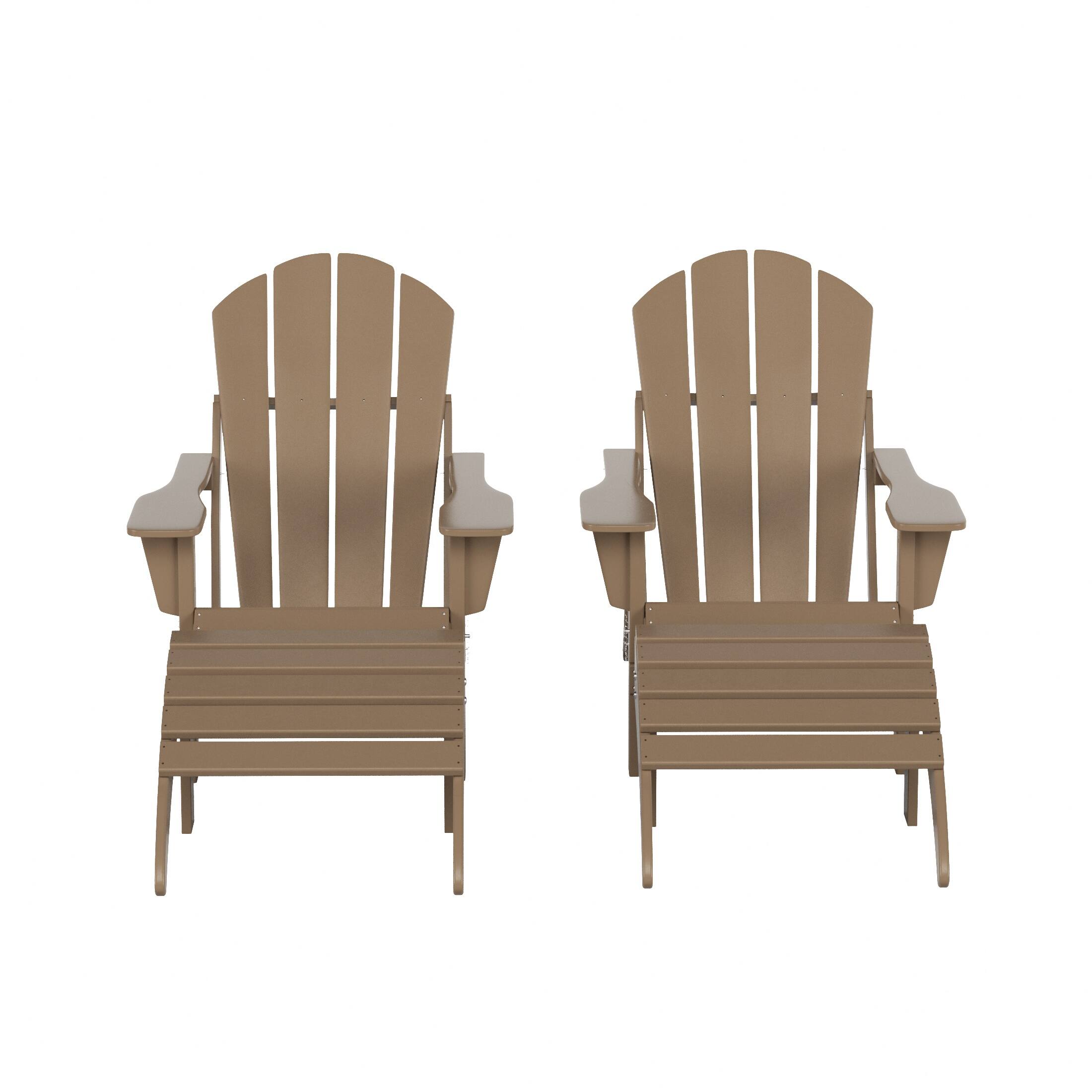 Front. WestinTrends - WestinTrends Malibu 4-Piece set classic Adirondack chairs with ottoman (2 seater) - Weathered Wood.