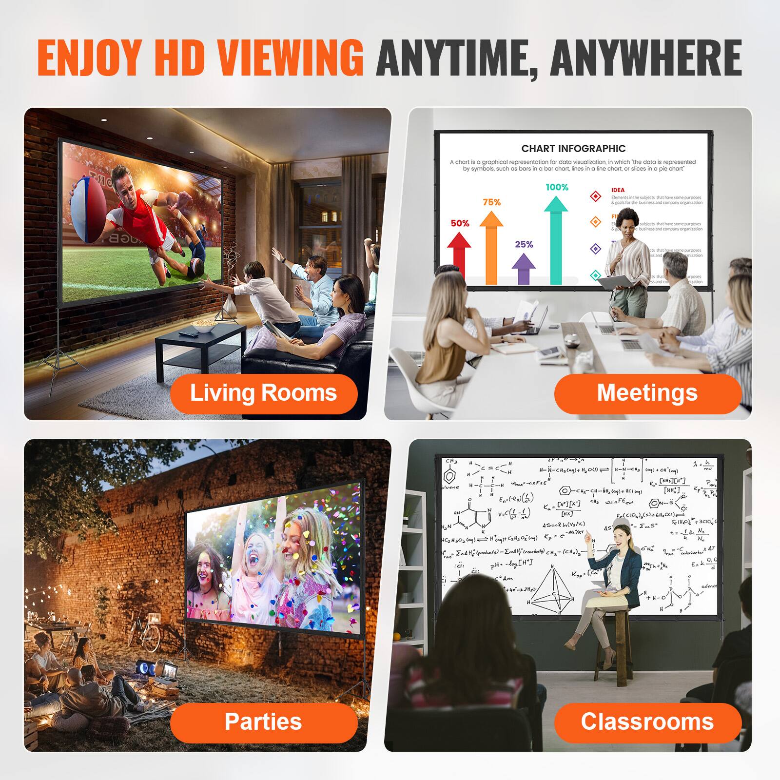 ENJOY HD VIEWING ANYTIME, ANYWHERE

CHART INFOGRAPHIC
A chart is a graphical representation for data visualization, which the data is represented in a pictorial or graphical format.

Living Rooms
Meetings
Parties
Classrooms