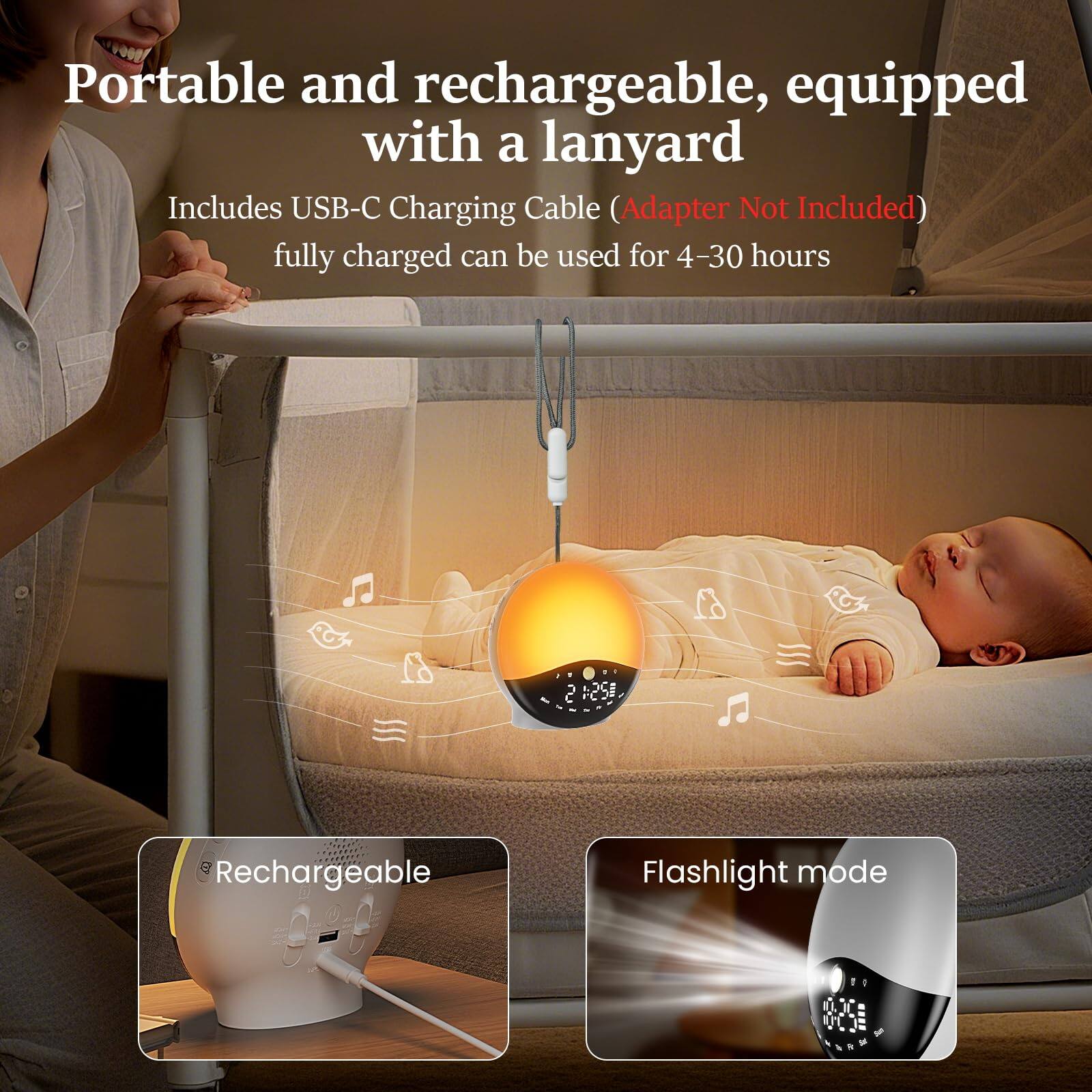 Portable and rechargeable, equipped with a lanyard

Includes USB-C Charging Cable (Adapter Not Included)

fully charged can be used for 4-30 hours

Rechargeable

Flashlight mode