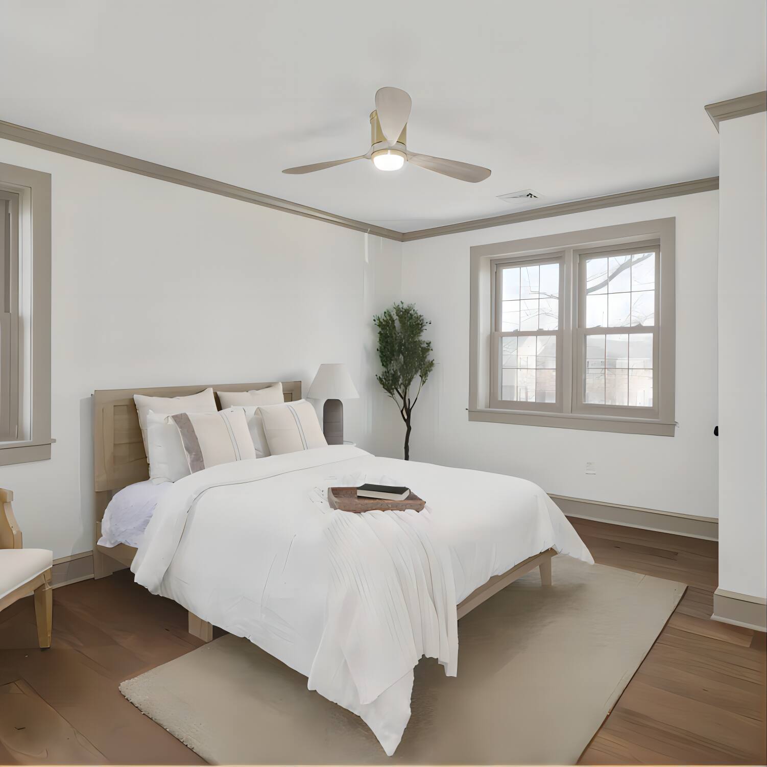 Angle. Parrot Uncle - 52" Wood 3-Blade Low Profile/ Flush Mount Ceiling Fan with Light and Remote - Gold.