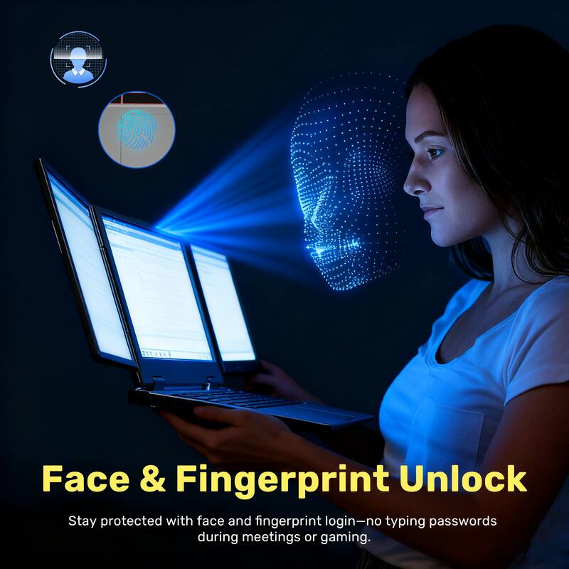 Face & Fingerprint Unlock

Stay protected with face and fingerprint login—no typing passwords during meetings or gaming.