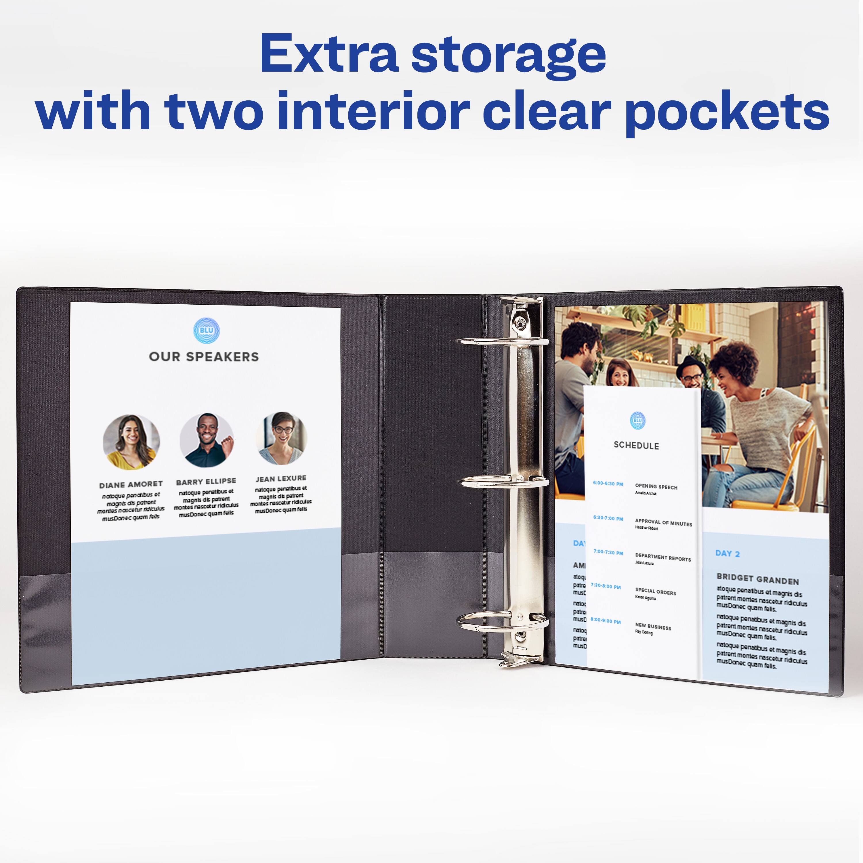 Extra storage with two interior clear pockets

OUR SPEAKERS

DIANE AMORET  
natogu paratibus et mogroten purantous  
magnis - pigt - N - nat - mustonet - E - JEAN LEXURE  
p - mages - p - mustonet Ct t04N - sarA - 1ECN - CAPEVAL o MUTE - DA .aD 1 - COETaEN REPORTS AM - FES Fioem - m SPECAL CORS - PS mt .0. - SUNES - PS - DAY 2 BRIDGET GRANDEN  
mq penatibu . mage di phntace mescata mustones nau qes S oq pervun - pnc magne - mant rescata maDorec nacau nes NL eqe penadbaus - P manun magnis dis maDoner mRocata nodlu Be NL