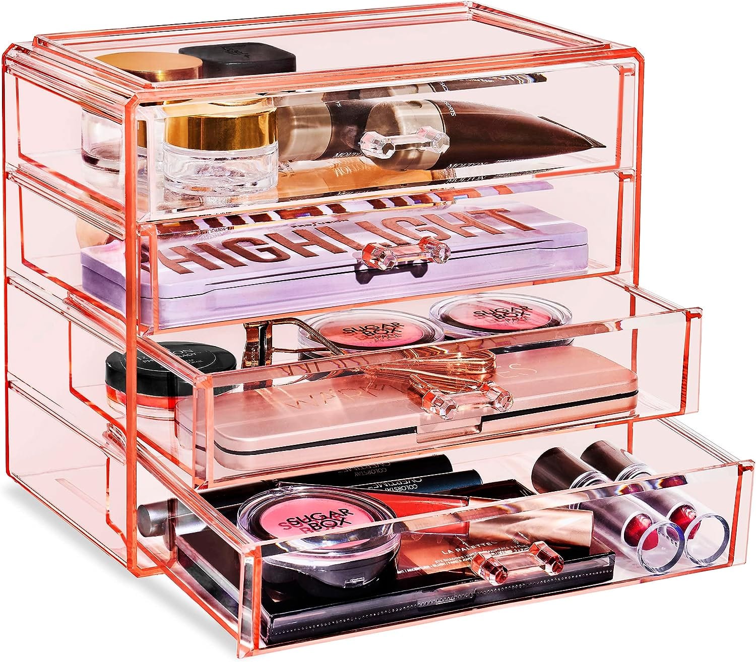 Sorbus - Makeup Organizer - 4 Drawer Acrylic Make Up Organizers and Storage for Cosmetics, Jewelry, Beauty Supplies - Clear Pink price history on PriceWatchPro