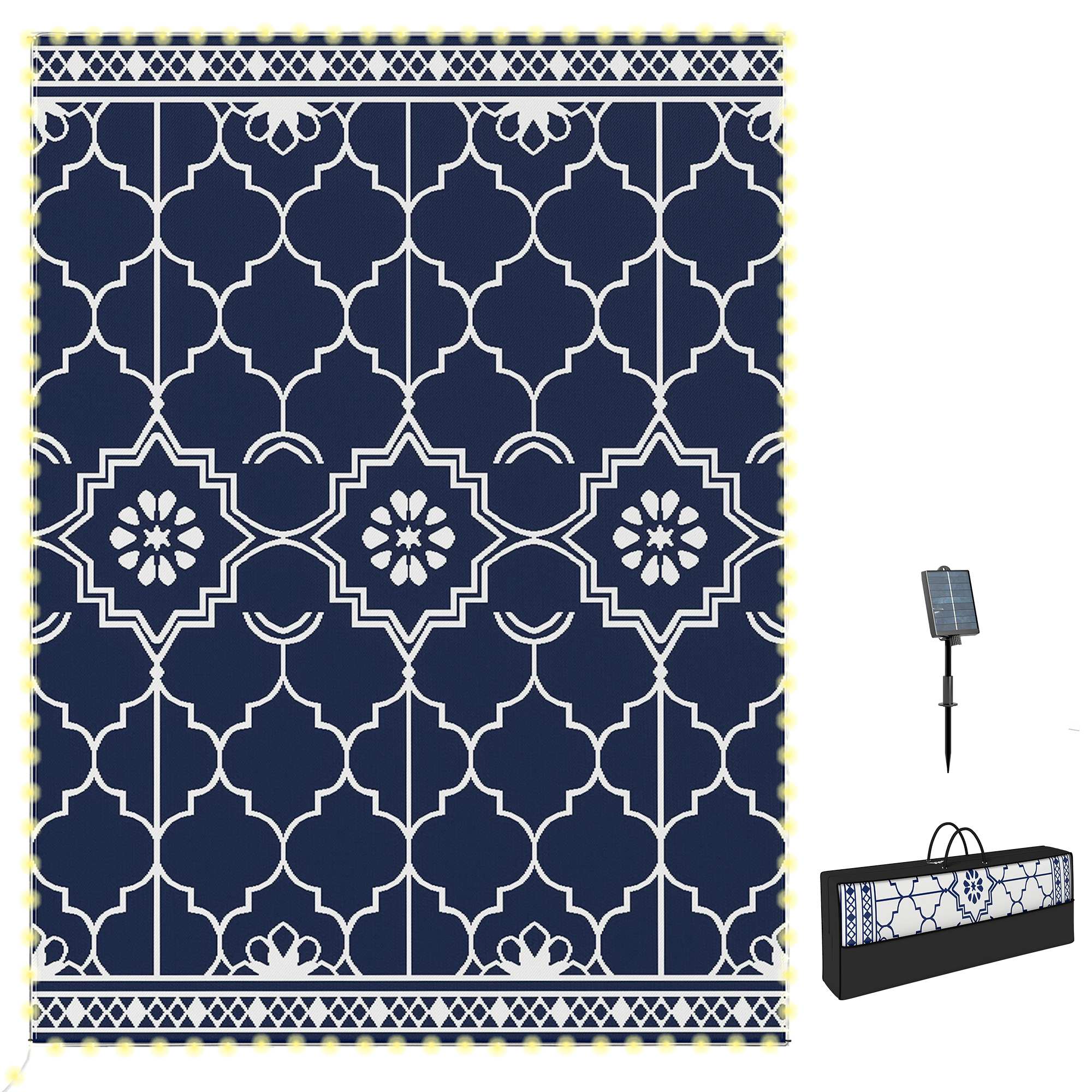 Outsunny - Outdoor Rug Carpet with LED Lights - Blue