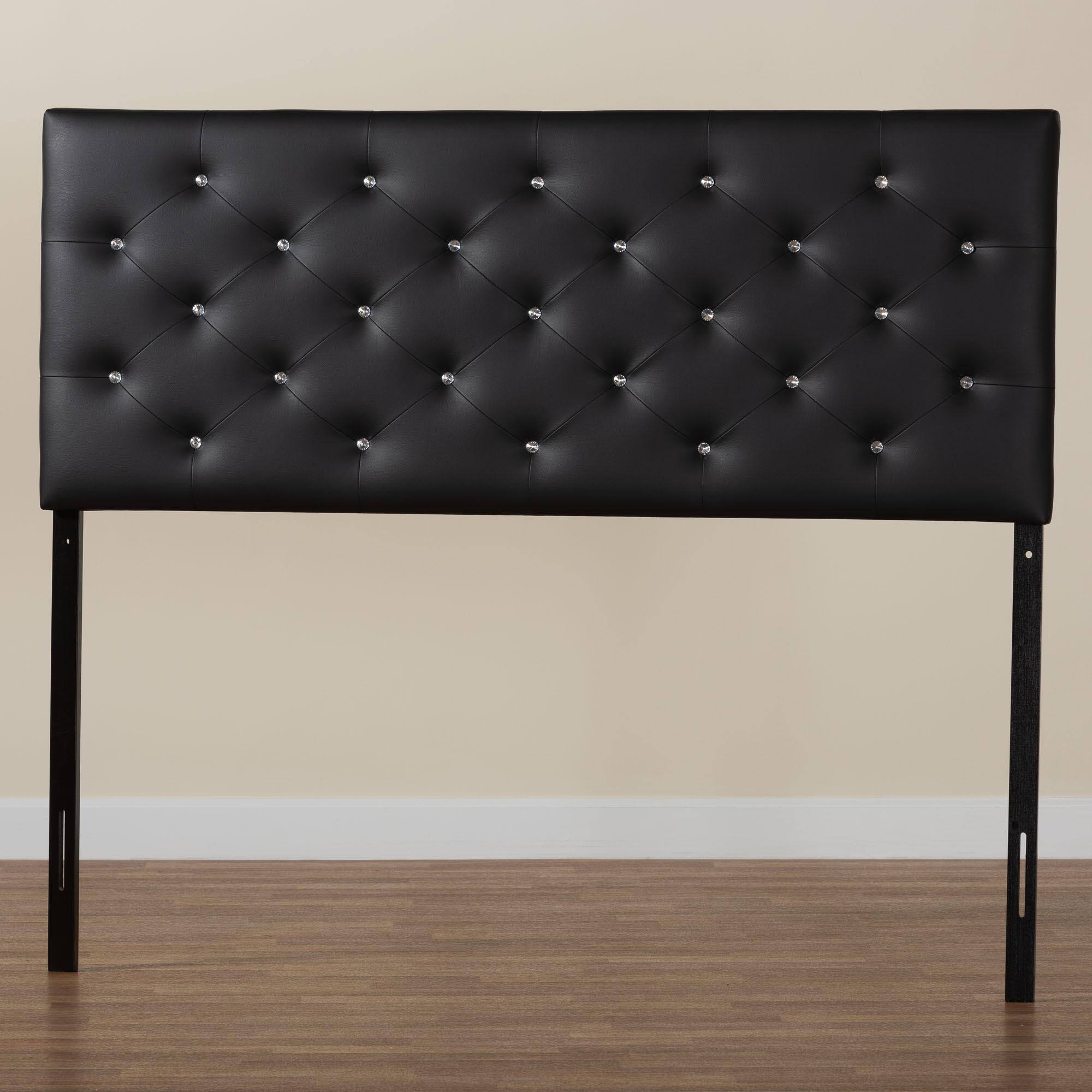 Alt View 1. Baxton Studio - Viviana Modern and Contemporary Faux Leather Upholstered Button-tufted Full Size Headboard - Black.