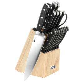 Oster - Ginley 18 Piece Stainless Steel Cutlery Set with Pinewood Block - Black
