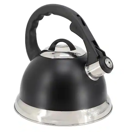Front. Mr. Coffee - Mr. Coffee Clarefield 2.4 Quart Stainless Steel Whistling Tea Kettle in Black - Black.