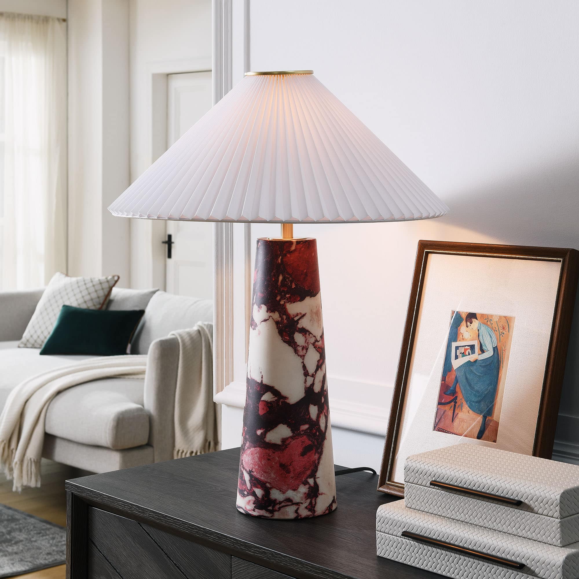 Nera Marble Table Lamp by Modway - Red