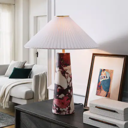 Front. Modway - Nera Marble Table Lamp by Modway - Red.