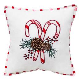 Celebrations - Home White Candy Cane Pillow 16 in. (Case of 4) - Multicolored