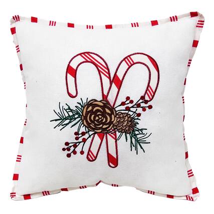 Front. Celebrations - Celebrations Home White Candy Cane Pillow 16 in. (Case of 4) - Multicolored.