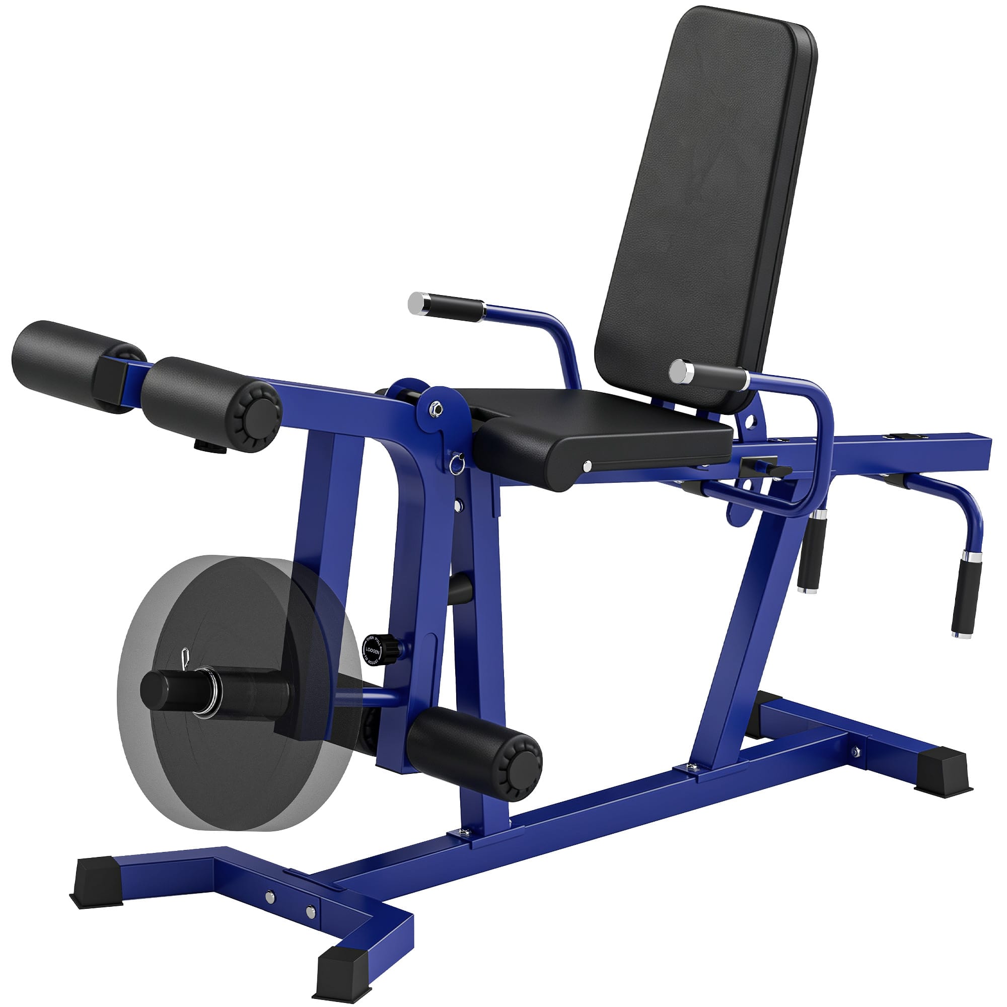 Soozier - Leg Extension and Curl Machine, 660LBS Heavy Duty Adjustable Weight Bench with Leg Developer - Dark Blue
